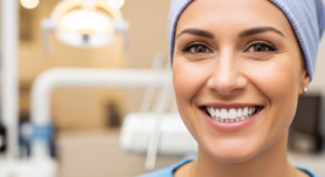 a women with clear smile
