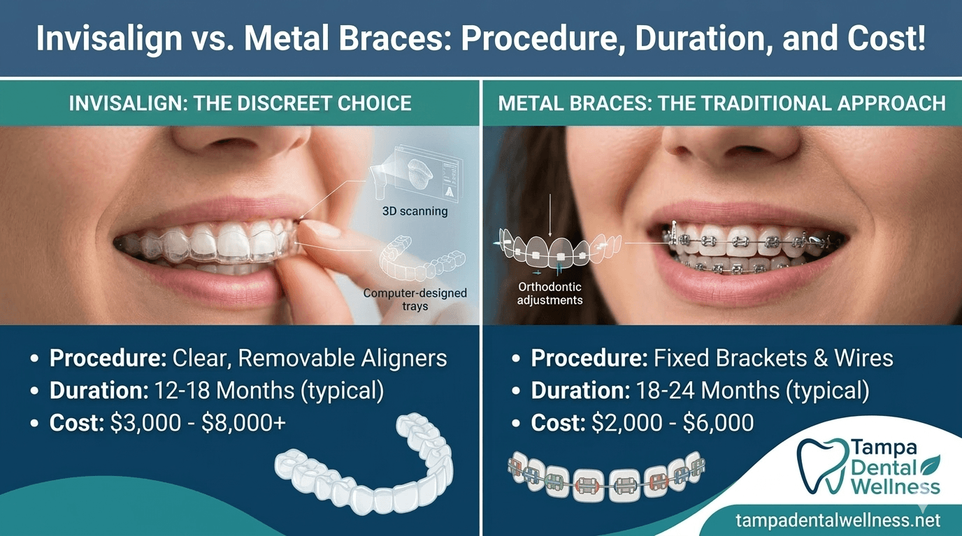 Invisalign vs Metal Braces: Procedure, Duration, and Cost Invisalign vs Metal Braces: Procedure, Duration, and Cost